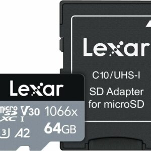 Lexar Professional 1066x 64GB microSDXC UHS-I Card w/SD Adapter Silver Series, Up to 160MB/s Read 60MB/s Write